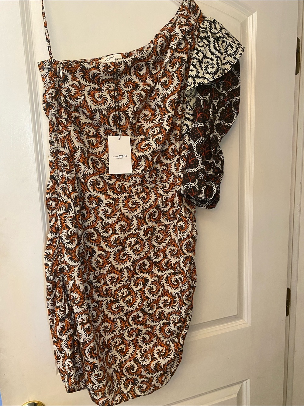 Isabel Marant Etoile Lilia One Shoulder Ruched Mini Dress 44 (US 12) NWT